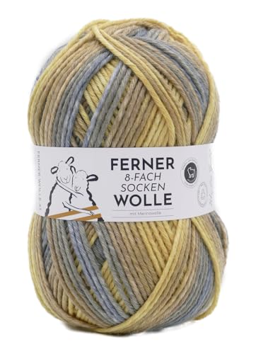 Ferner Wolle 8-fach Sockenwolle mit mulesingfreier Merinowolle | dickes Sockengarn mit Farbverlauf | Strumpfwolle 8-fädig (677/23) von Ferner Wolle