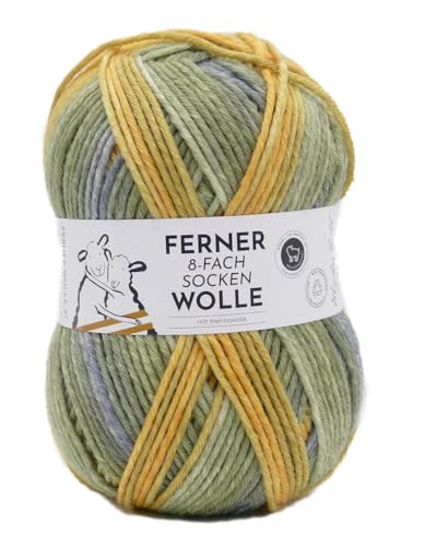 Ferner Wolle 8-fach Sockenwolle mit mulesingfreier Merinowolle | dickes Sockengarn mit Farbverlauf | Strumpfwolle 8-fädig (678/23) von Ferner Wolle