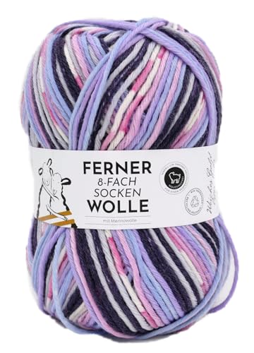 Ferner Wolle 8-fach Sockenwolle mit mulesingfreier Merinowolle | dickes Sockengarn mit Farbverlauf | 75% Wolle, 25% Polyamid | Strumpfwolle 8-fädig (683/23) von Ferner Wolle