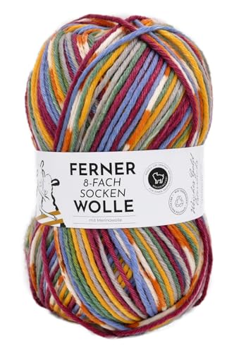 Ferner Wolle 8-fach Sockenwolle mit mulesingfreier Merinowolle | dickes Sockengarn mit Farbverlauf | 75% Wolle, 25% Polyamid | Strumpfwolle 8-fädig (684/23) von Ferner Wolle