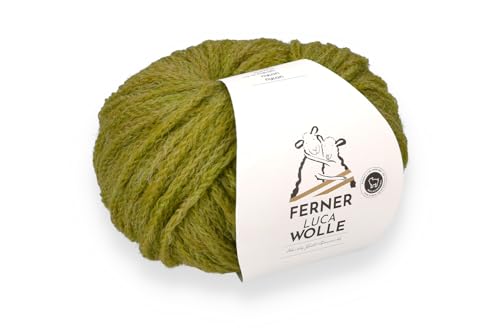 Ferner Wolle Luca, Häkelwolle Strickgarn mit Merinowolle und Baby Alpaka, 25g, 105 m, Nadelstärke 4mm, 63% Wolle, 27% Alpaca, 10% Nylon (LC22 grün-gelb) von Ferner Wolle