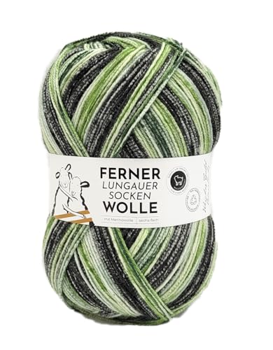 Ferner Wolle Lungauer Sockenwolle 6-fach, bunte Strumpfwolle 6-fädig, Sockengarn mit Merinowolle und Farbverlauf, 150 g, Nadelstärke 3 bis 4 mm (764/24) von Ferner Wolle