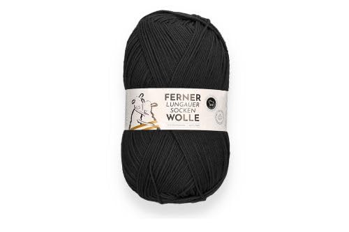 Ferner Wolle Lungauer Sockenwolle 6-fach Merino UNI 06 - Schwarz von Ferner Wolle
