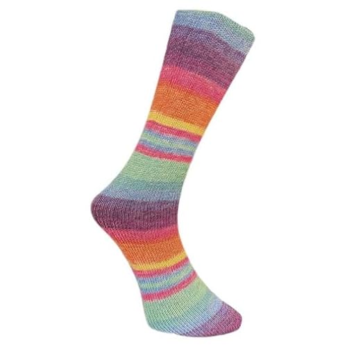 Ferner Wolle Lungauer Sockenwolle mit Baumwolle 4-fach 835-25 - pink-lila-orange-blau-gelb von Ferner Wolle