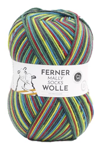 Ferner Wolle Mally Socks, Sockenwolle wie 6-fach (6-fädig), mulesingfrei, Sockengarn mit Merinowolle, Strumpfwolle mit Farbverlauf, 150g, 75% Wolle, 25% Polyamid (745/24) von Ferner Wolle