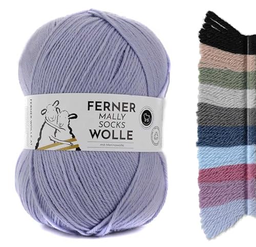 Ferner Wolle Mally Socks Uni Merino Sockenwolle Merinowolle mulesingfrei 150g 450m Nadelstärke 3-4mm (M10 - flieder) von Ferner Wolle