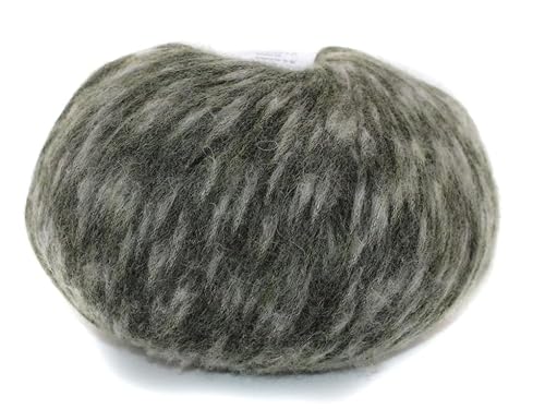 Ferner Wolle Nuvola | 50g ca. 225m | 28% Wolle, 19% Alpaca, 10% Baumwolle, 43% Polyamid | Nadelstärke 4 bis 4,5 mm (N11 olivgrün creme) von Ferner Wolle