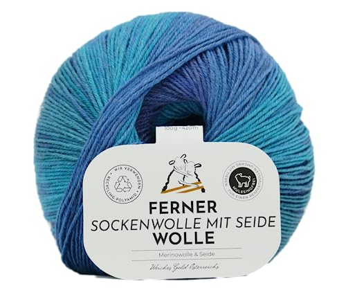 Ferner Wolle Sockenwolle 4-fädig mit Seide und Farbverlauf | Sockengarn, Strumpfwolle | 100g (627/23) von Ferner Wolle