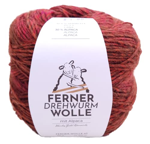 Naturwolle mit Farbverlauf Ferner Wolle Drehwurm DW2, Wolle mit Alpakawolle zum Stricken oder Häkeln, 150g von Ferner Wolle
