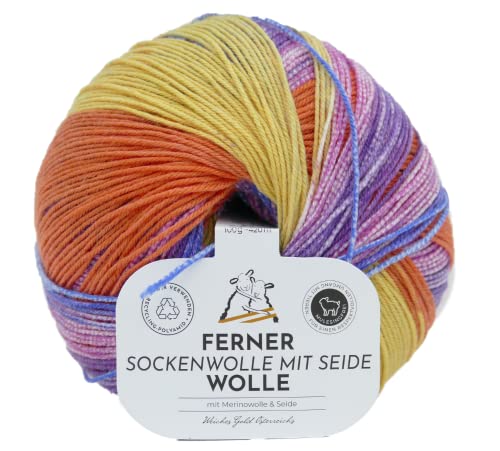 Sockenwolle mit Seide | Ferner Wolle Merinowolle mit Farbverlauf | nicht nur zum Socken stricken (621-23) von Ferner Wolle