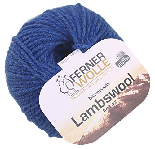 Ferner Merinowolle Lambswool Wolle zum Stricken und Häkeln, Fb. 1028 - blau, Lammwolle first cut von Ferner