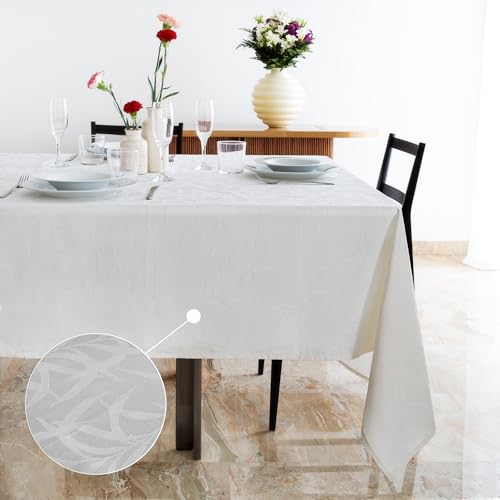 Ferò Premium Tischdecke 150x180, Tischdecke Outdoor, Wasserabweisende, Abwischbare Tischdecke 100% Baumwolle, Design Jacquard Made in Italy, Outdoor Indoor, Wasserfest Fleckenresistent, Elfenbein Weiß Ferò Premium Tischdecke 150x180, Tischdecke Outdoor, Wasserabweisende, Abwischbare Tischdecke 100% Baumwolle, Design Jacquard Made in Italy, Outdoor Indoor, Wasserfest Fleckenresistent, Elfenbein Weiß von Ferò