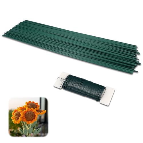 100 Stück Steckdraht Floristik,30 cm Floristikdraht Grün, Blumendraht Grün,Basteldraht für Blumen Wiederverwendbar,Blumenstamm Draht für Herstellung von Blumensträußen,Kränzen,Blumenbasteleien von FerraDrend