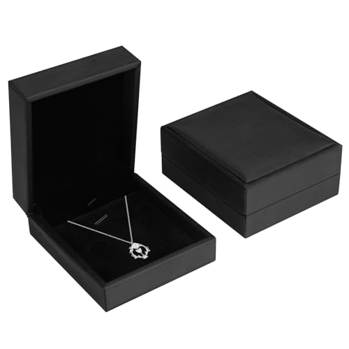 2 Stück Halskettenbox, Schmuck-Etui Für Kette, Schmuck Geschenkbox Kette, Halskette Geschenkbox, Schmuckschachtel, PU Single Grid Schmuckschatulle Für Hochzeit Anniversay Valentines Day, Schwarz von FerraDrend