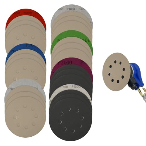 28 Stück Schleifscheiben 125mm Klett, Trockene Nassschleifpapier, Körnung 1500/2000/3000/4000/5000/7000/10000 Schleifpapier Set, Rund Sandpapier, 8 Loch Schleifscheiben für Holz Metall Farbe 28 Stück Schleifscheiben 125mm Klett, Trockene Nassschleifpapier, Körnung 1500/2000/3000/4000/5000/7000/10000 Schleifpapier Set, Rund Sandpapier, 8 Loch Schleifscheiben für Holz Metall Farbe von FerraDrend