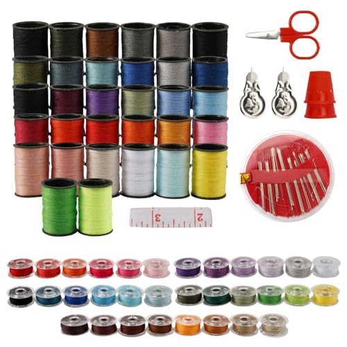 64 Stück Nähgarn für Nähmaschine, Nähgarn Set 32 Farben NäHmaschinengarn, 32 Unterfadenspulen, Garn Nähmaschine Zubehör, Sewing Thread, Nähfaden Set mit Nadeln, Nadel Einfädler, Maßband, Schere 64 Stück Nähgarn für Nähmaschine, Nähgarn Set 32 Farben NäHmaschinengarn, 32 Unterfadenspulen, Garn Nähmaschine Zubehör, Sewing Thread, Nähfaden Set mit Nadeln, Nadel Einfädler, Maßband, Schere von FerraDrend