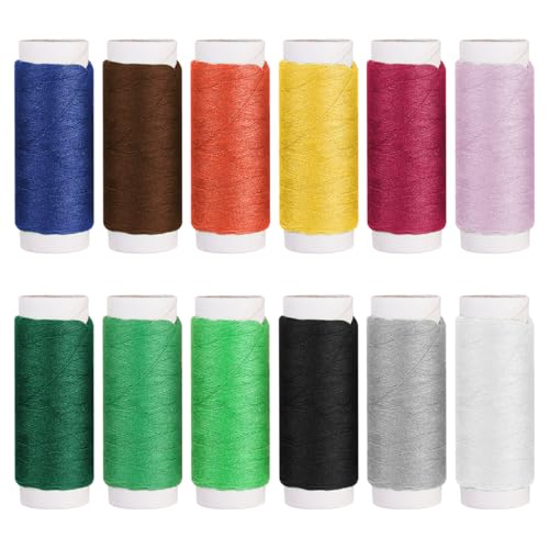 Nähgarn Set für Nähmaschine, 380 Yard 12 Farben Nähmaschinengarn Polyester, Garn Nähmaschinen Set, Mix-Farben Nähfaden, Nähgarn Baumwolle Overlockgarn für Hand und Nähmaschinen, Kreuzstich, DIY Nähgarn Set für Nähmaschine, 380 Yard 12 Farben Nähmaschinengarn Polyester, Garn Nähmaschinen Set, Mix-Farben Nähfaden, Nähgarn Baumwolle Overlockgarn für Hand und Nähmaschinen, Kreuzstich, DIY von FerraDrend