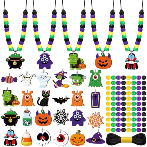 Ferreve 48 Sets DIY Halloween Perlen Halskette Bastelset Halloween Geist Hexen Kürbisse Grabsteine Töpfe Schwarze Katzen Fledermäuse Monster Perlen Handwerk Geschenke für Party Favor Ferreve 48 Sets DIY Halloween Perlen Halskette Bastelset Halloween Geist Hexen Kürbisse Grabsteine Töpfe Schwarze Katzen Fledermäuse Monster Perlen Handwerk Geschenke für Party Favor von Ferreve
