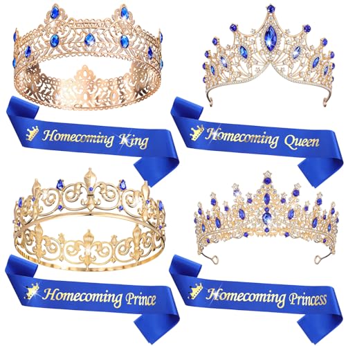 Ferreve 8-teiliges Set mit Schärpen, Ball-Tiara und Schärpe, für Herren und Damen, Halloween, Heimkehr-Kostüm, Cosplay, Zubehör, Geburtstagsparty, Gastgeschenke (Blau) von Ferreve