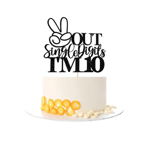Fesnova „Ich bin 10“ Birthday Cake Topper, 10th Geburtstag Kuchen Deko, Geburtstagsdeko für Jungen und Mädchendie 10., Schwarz Fesnova „Ich bin 10“ Birthday Cake Topper, 10th Geburtstag Kuchen Deko, Geburtstagsdeko für Jungen und Mädchendie 10., Schwarz von Fesnova