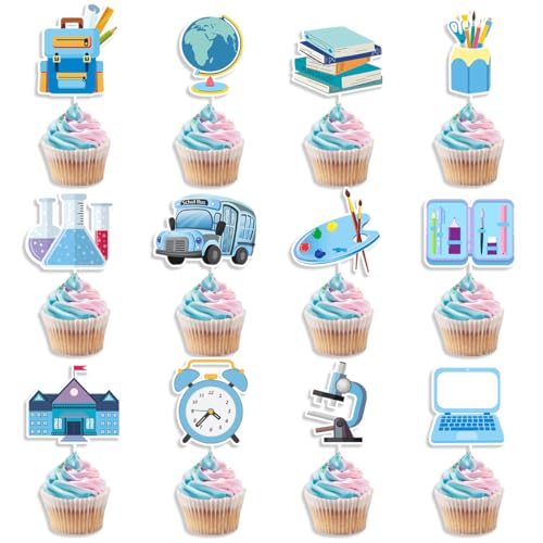 Fesnova 12 Stück Tortendeko Schulanfang Blau, Back to School Cupcake Topper, Schulanfangs Kuchenaufsatz, Schuleingangsdekoration für Jungen, Mädchen, Willkommensparty Fesnova 12 Stück Tortendeko Schulanfang Blau, Back to School Cupcake Topper, Schulanfangs Kuchenaufsatz, Schuleingangsdekoration für Jungen, Mädchen, Willkommensparty von Fesnova