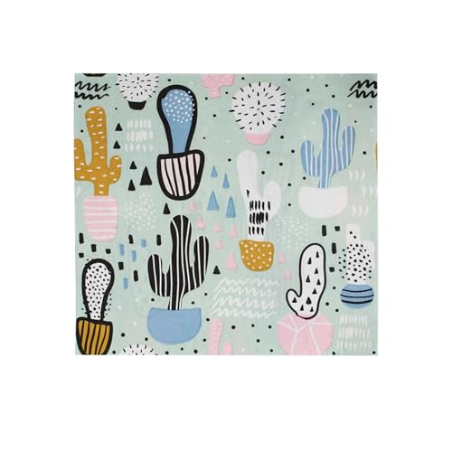 Fesnova 20 Stück Kaktus Servietten, Kaktus Motiv, als Tischdeko für Hochzeiten, Abendessen, Teepartys, Partys, Cocktails (Wüstenpflanzen), 16,5 x 16,5 cm Kaktus-Muster, Pastellfarben, Rosa und Blau von Fesnova
