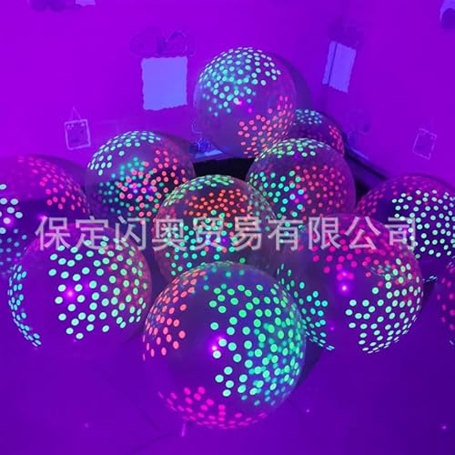 Fesnova 20 Stück UV Neon Ballons Leuchtende Luftballons, Schwarzlicht Reaktive Fluoreszierende Dot Latex Ballons, für Geburtstag, Jahrestag, Abschlussfeier, Schwarzlicht Neon Party Dekoration von Fesnova