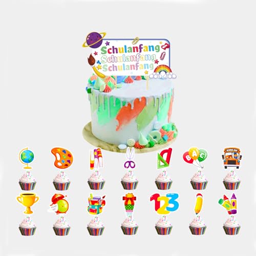 Fesnova 29 Stück Schulanfang Tortendeko, Tortendeko Einschulung, Schulanfangs Cupcake topper, Schuleinführung Deko, für Schulkind Junge Mädchen Geschenk Fesnova 29 Stück Schulanfang Tortendeko, Tortendeko Einschulung, Schulanfangs Cupcake topper, Schuleinführung Deko, für Schulkind Junge Mädchen Geschenk von Fesnova
