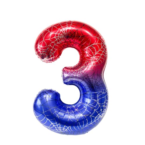 Fesnova 40 Zoll Folienballons mit Spinnenmotiv, großer Mylar Ballon mit der 3. Zahl für Kinder, Spinnennetz Design, für Jungen, Geburtstag, Babyparty, Jahrestag Fesnova 40 Zoll Folienballons mit Spinnenmotiv, großer Mylar Ballon mit der 3. Zahl für Kinder, Spinnennetz Design, für Jungen, Geburtstag, Babyparty, Jahrestag von Fesnova