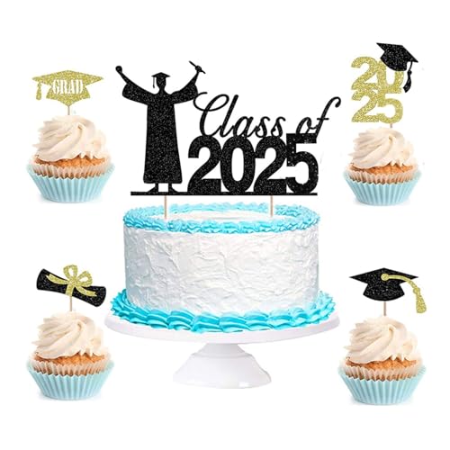Fesnova 5 Stück 2025 Graduation Cake Topper, Schwarzer Glitzer, für Schulabschluss 2025, Cupcake Picker mit Abschlusshut, Kuchenaufsätze, Abschlussfeier 2025, Graduation Deko Fesnova 5 Stück 2025 Graduation Cake Topper, Schwarzer Glitzer, für Schulabschluss 2025, Cupcake Picker mit Abschlusshut, Kuchenaufsätze, Abschlussfeier 2025, Graduation Deko von Fesnova