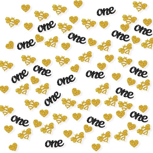 Fesnova Bienen Tischdeko Babyparty Konfetti,100 Stück für Bienenmotivparty Babyparty Geburtstagdekoration， Ein Jahr alt Baby Shower Deko Konfetti Junge Mädchen,Babyparty Tischdeko Neutral von Fesnova