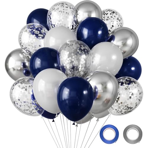 Fesnova Blau Silberne Luftballons, 30 Stück 12 Zoll Große Luftballon in Marineblau und Silber mit Silbernen Konfetti Ballons, für Jungen und Männer, Hochzeiten, Babyparty Dekorationen, Abschlussfeiern Fesnova Blau Silberne Luftballons, 30 Stück 12 Zoll Große Luftballon in Marineblau und Silber mit Silbernen Konfetti Ballons, für Jungen und Männer, Hochzeiten, Babyparty Dekorationen, Abschlussfeiern von Fesnova
