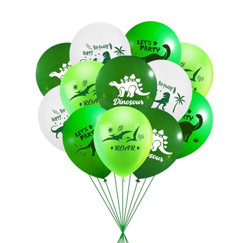 Fesnova 12 Stück Dino Luftballons, 12 Zoll Dinosaurier Latex Luftballons, für Jungen Geburtstagspartys, Dschungel Dinosaurier und Babypartys Dekorationen von Fesnova