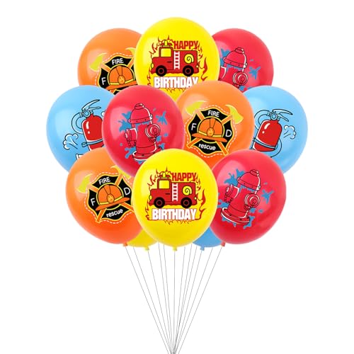 Fesnova Feuerwehr Luftballons Set,16 Stück Feuerwehr Deko,Feuerwehr Deko Kindergeburtstag Rot Gelb Blau Orange,mit Feuerwehrauto und Hydrant Motiven für Babyshower Jungen Party Dekoration Geburtstag von Fesnova