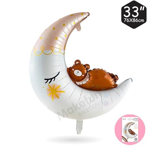 Fesnova Halbmond mit Schlafendem Baby Bär Folienballon, für Babyzimmer Deko, Luftballons Babyparty, Baby Ballon Geburt, Ballons Babyparty, 76x86cm Fesnova Halbmond mit Schlafendem Baby Bär Folienballon, für Babyzimmer Deko, Luftballons Babyparty, Baby Ballon Geburt, Ballons Babyparty, 76x86cm von Fesnova