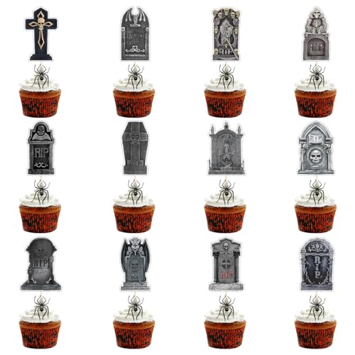 Fesnova Halloween Grabsteine Cupcake Topper, 12 Stück Halloweens Grabsteines Kuchendeko, Grabsteine Cupcake Picks, für Halloween Horror Party Fesnova Halloween Grabsteine Cupcake Topper, 12 Stück Halloweens Grabsteines Kuchendeko, Grabsteine Cupcake Picks, für Halloween Horror Party von Fesnova