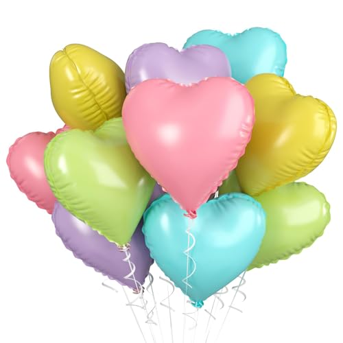 Fesnova Herzluftballons Set, 12 Stück Herz Luftballon,Rosa Gelb Grün Blau Folienballons Bunt für Hochzeit Verlobung Valentinstag Geburtstag Party (Regenbogenfarben) von Fesnova