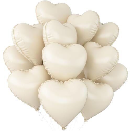Fesnova Bride Ballon 12 Stück,Herzluftballons Weiß Set,rMilchig weiß Beige Luftballons for Wedding Flower Party Birthday Anniversary von Fesnova