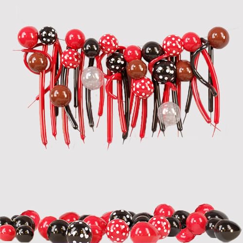 Fesnova Ladybug Geburtstag Deko Partydekoration Luftballon-Set, Geburtstagsdeko Rot Schwarz Braun,Luftballons Rot Weiß mit Goldener Happy Birthday Girlande von Fesnova