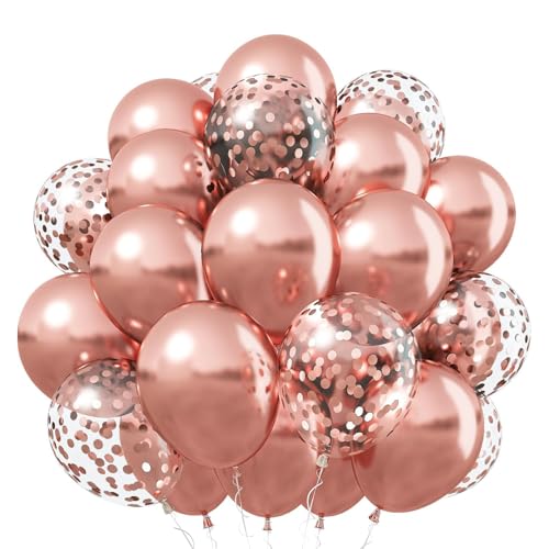 Fesnova Luftballons Rosegold, 20 Stück 12 Zoll Rose Gold Konfetti Latex Luftballon Geburtstagsdeko, für Hochzeiten, Jubiläen und Geburtstagsfeiern von Fesnova