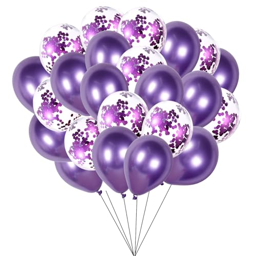 Fesnova Luftballons lila 20 Stück, 12 Zoll Ballons lila Konfettiballon, für Männer und Frauen, Geburtstag, Hochzeit, Babyparty, Taufe, Jahrestag, Party Dekoration von Fesnova