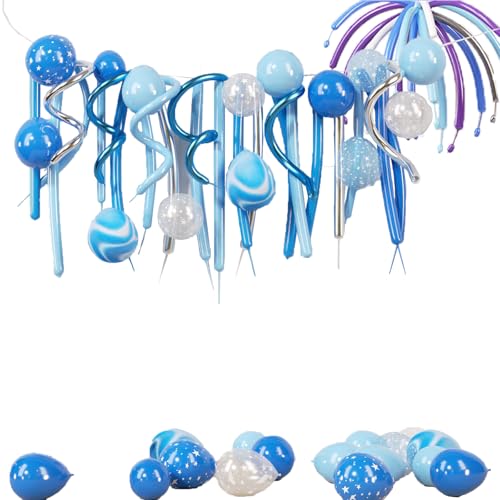 Fesnova Meerjungfrau Geburtstag Deko,Elsa Geburtstagsparty Deko Blau Lila Luftballons mit Spiralgirlanden, Happy Birthday Banner von Fesnova