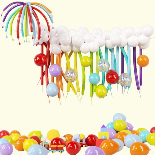 Fesnova Regenbogen Luftballon Girlande Geburtstagsdeko Set, Luftballons Bunt Luftballons und Girlanden, Regenbogen Luftballons Happy Birthday Banner, Partydekorationen für Kinder, Mehrfarbig von Fesnova