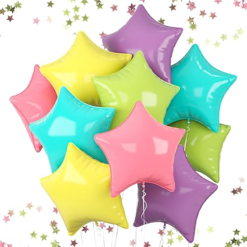Fesnova Sternförmige Luftballons aus Folie,Makronenfarben rosa gelb grün blau lila, 10 Stück, Party-Dekoration Fesnova Sternförmige Luftballons aus Folie,Makronenfarben rosa gelb grün blau lila, 10 Stück, Party-Dekoration von Fesnova