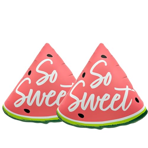 Fesnova Wassermelonen Luftballons, Hawaii Ballons, Fruchtballons, Wassermelonen Partyballons für Sommerhochzeiten, Sommerparty Deko, Obst Themenparty Dekoration, 2 Stück, 61x57 cm von Fesnova