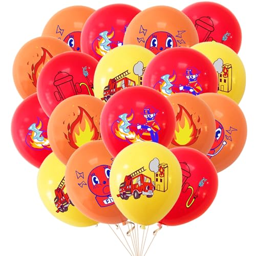 Fesnova Luftballon Feuerwehr, 20 Stück Latex Feuerwehr Luftballon, Orange, Rot, Gelb Feuerwehr Deko Kindergeburtstag, für Kinder, Rettungsthema Dekorationen, Feuerwehrmann Geschenkzubehör von Fesnova