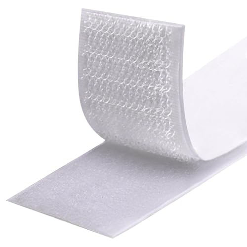Fesoar Klettband Selbstklebend 3 Meter Extra Stark,Doppelseitig Klebende mit Klettverschluss 30 mm Breit Selbstklebendes Klebepad mit Flauschband und Hakenband (30 mm x 3 m, Weiß) von Fesoar