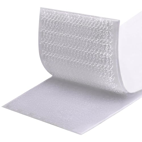 Fesoar Klettband Selbstklebend 5 Meter Extra Stark, Doppelseitig Klebende mit Klettverschluss 50 mm Breit Selbstklebendes Klebepad mit Flauschband und Hakenband (50 mm x 5 m, Weiß) von Fesoar