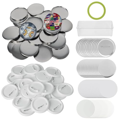 Fesorsi 100 Sets Button Maker Supplies, 58 mm Knopfherstellung, Kunststoff-Pin-Hersteller-Rückseite, 5,8 cm, rund, blanko, Metallschale mit blanko Papier, transparente Kunststofffolie für Fesorsi 100 Sets Button Maker Supplies, 58 mm Knopfherstellung, Kunststoff-Pin-Hersteller-Rückseite, 5,8 cm, rund, blanko, Metallschale mit blanko Papier, transparente Kunststofffolie für von Fesorsi