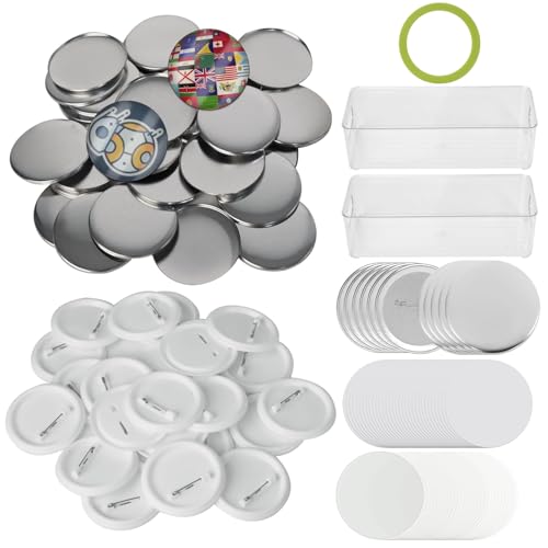 Fesorsi 200 Sets Button Maker Supplies, 58 mm Knopfherstellung, Kunststoff-Pin-Hersteller-Rückseite, 5,8 cm runde Blanko-Pin-Abzeichen, Metallschale mit leerem Papier, transparente Kunststofffolie für Fesorsi 200 Sets Button Maker Supplies, 58 mm Knopfherstellung, Kunststoff-Pin-Hersteller-Rückseite, 5,8 cm runde Blanko-Pin-Abzeichen, Metallschale mit leerem Papier, transparente Kunststofffolie für von Fesorsi